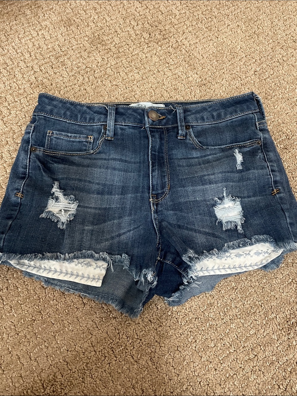 Mudd Dark Blue Distressed Denim Shorts